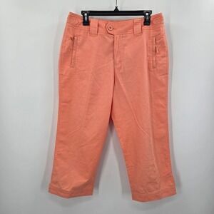 Khakis International Design Coral Orange Cotton Cropped Capri Pants Womens 10